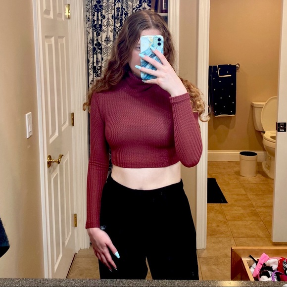 SHEIN Tops - Turtle Neck Crop - Wine Color